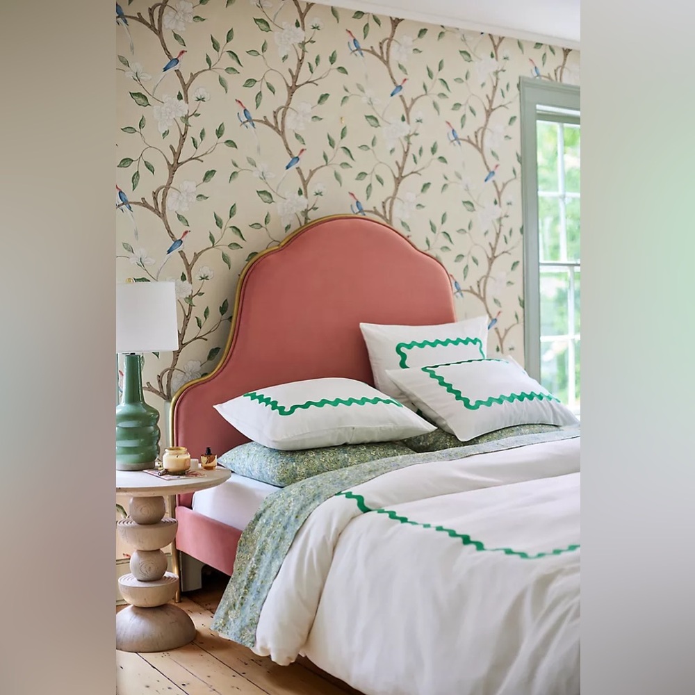 New Anthropologie Zoffany Eleonora Floral Jade Rose Eleonora Wallpaper Wall Art